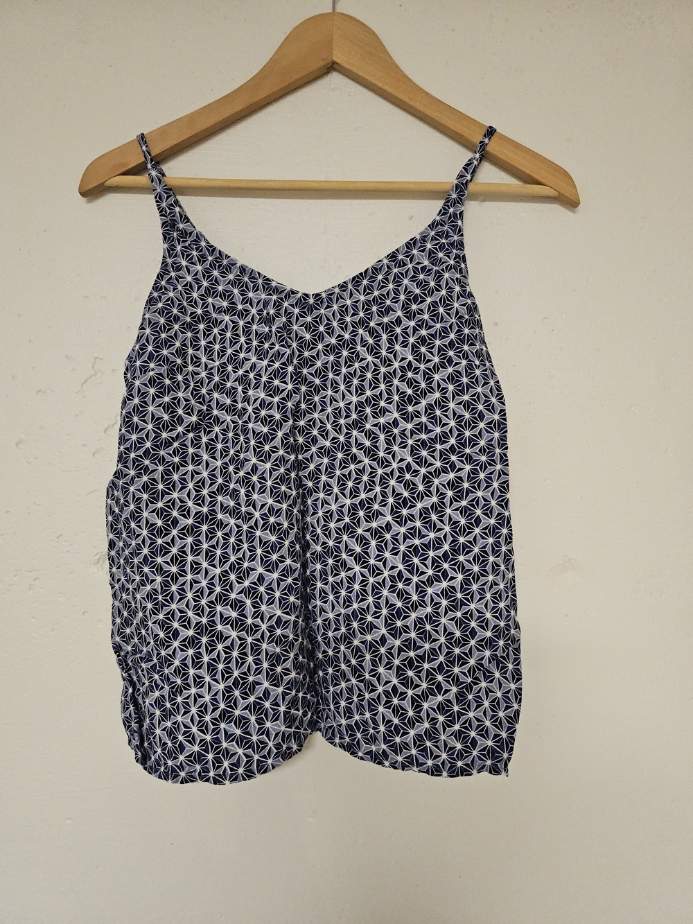 Banana Republic Navy & White Geometric Spaghetti Strap Cami